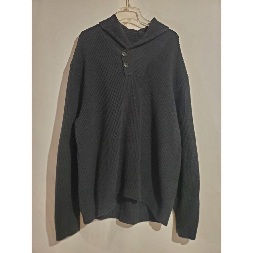 Duluth Trading Co Mens Brigadier Shawl Collar Sweater Size 2XL Wool Blend Black